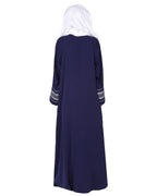 A magnificent Palestinian motif front open embroidered abaya Blue