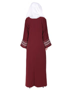 A magnificent Palestinian motif front open embroidered abaya Maroon