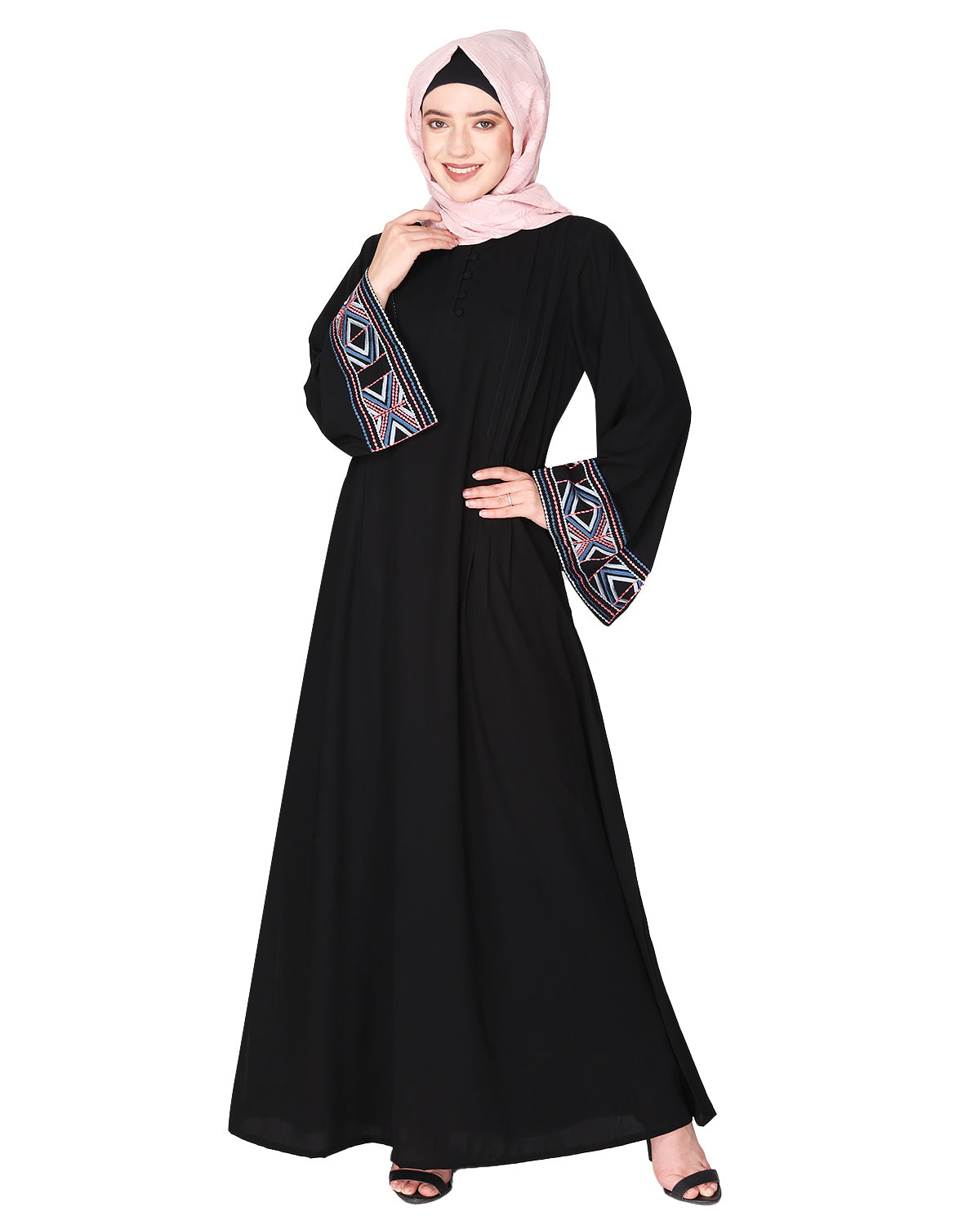 A pretty smooth flowing Bohemian Bell Sleeves abaya Black