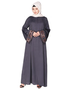 A pretty smooth flowing Bohemian Bell Sleeves abaya Grey