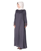 A pretty smooth flowing Bohemian Bell Sleeves abaya Grey