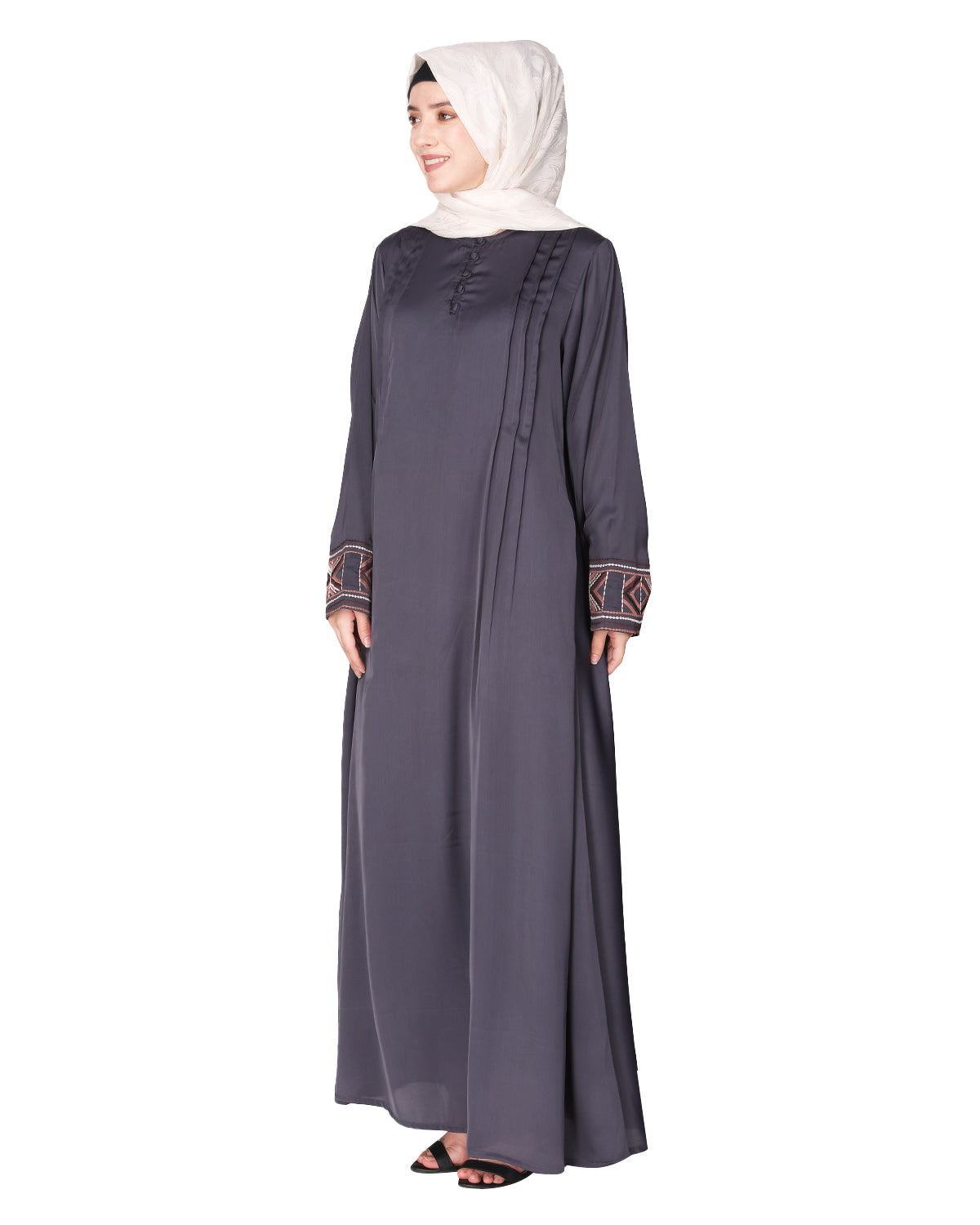 A pretty smooth flowing Bohemian Bell Sleeves abaya Grey