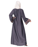 A pretty smooth flowing Bohemian Bell Sleeves abaya Grey