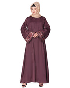 A pretty smooth flowing Bohemian Bell Sleeves abaya Purple