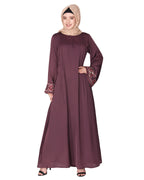 A pretty smooth flowing Bohemian Bell Sleeves abaya Purple