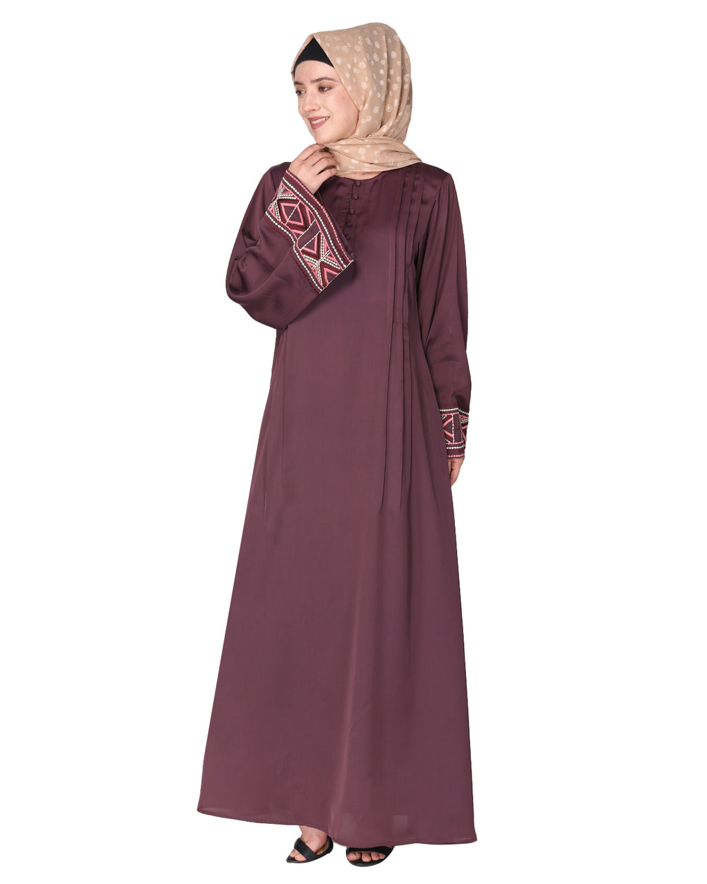 A pretty smooth flowing Bohemian Bell Sleeves abaya Purple