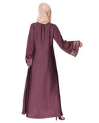 A pretty smooth flowing Bohemian Bell Sleeves abaya Purple
