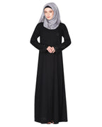 Rich hand embroidered front open abaya with itricate motif of glittering beads Black