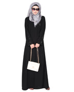 Rich hand embroidered front open abaya with itricate motif of glittering beads Black