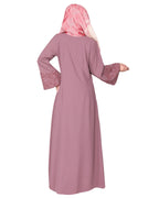 Premium handembroidered front open abaya with gleaming dual seed beads Onion Pink