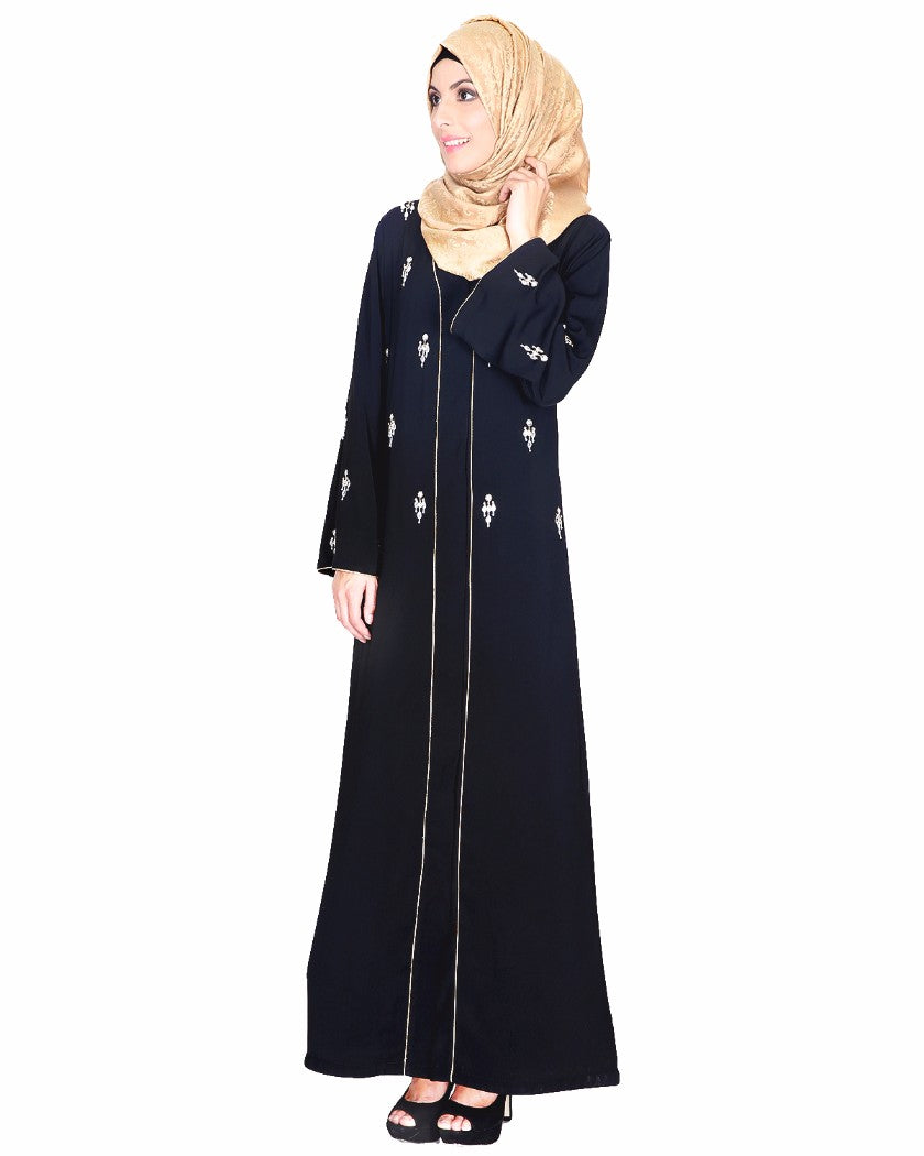 Crystal Embellished Abaya Black