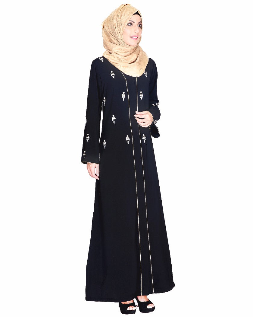 Crystal Embellished Abaya Black