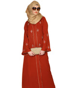 Crystal Embellished Abaya Wine