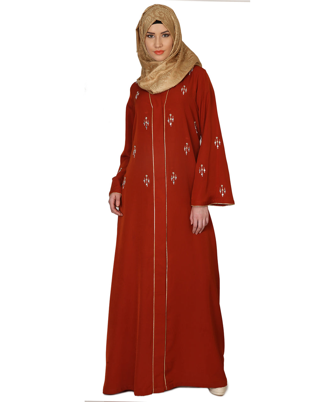 Crystal Embellished Abaya Wine