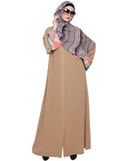 Golden Lace Embellished Abaya Beige
