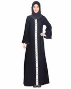 Golden Lace Embellished Abaya Black