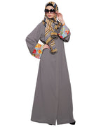 Golden Lace Embellished Abaya Grey