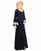 Black Abaya With Embellished Bell Sleeve Black
