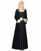 Black Abaya With Embellished Bell Sleeve Black