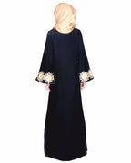 Black Abaya With Embellished Bell Sleeve Black