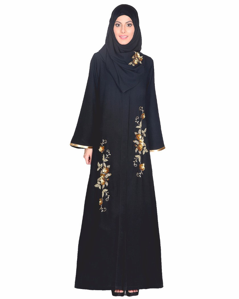 Beautiful Hand Embroidered Abaya Black