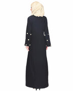 Black Abaya With Delicate Embroidered Bell Sleeve