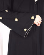 Black Abaya With Delicate Embroidered Bell Sleeve