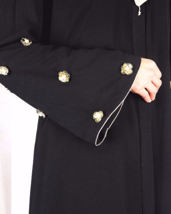 Black Abaya With Delicate Embroidered Bell Sleeve
