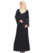 Black Abaya With Delicate Embroidered Bell Sleeve Black