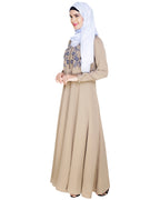 Beautiful Embroidered Abaya Yoke Beige