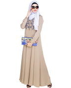 Beautiful Embroidered Abaya Yoke Beige