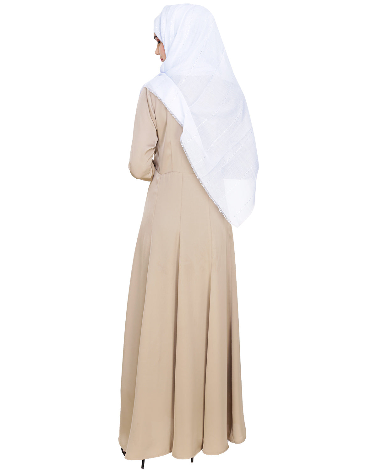 Beautiful Embroidered Abaya Yoke Beige