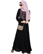 Beautiful Embroidered Abaya Yoke Black