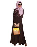 Beautiful Embroidered Abaya Yoke Brown