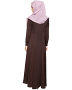 Beautiful Embroidered Abaya Yoke Brown