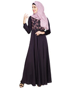Beautiful Embroidered Abaya Yoke Dark Purple