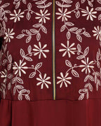Beautiful Embroidered Abaya Yoke Wine