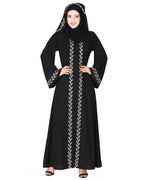 Extraordinary Pearl Drop leaves abaya Black