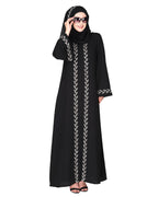 Extraordinary Pearl Drop leaves abaya Black