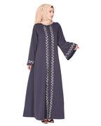 Extraordinary Pearl Drop leaves abaya Dark Grey