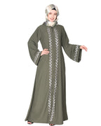 Extraordinary Pearl Drop leaves abaya Dead Mint