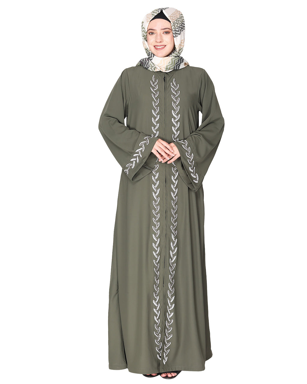 Extraordinary Pearl Drop leaves abaya Dead Mint