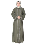 Extraordinary Pearl Drop leaves abaya Dead Mint