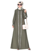 Extraordinary Pearl Drop leaves abaya Dead Mint
