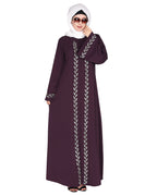 Extraordinary Pearl Drop leaves abaya Purple