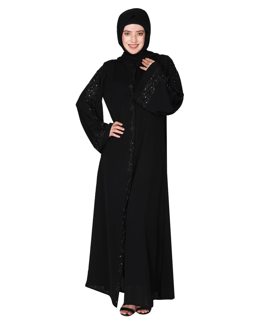 Gleaming Beaded Handwork Abaya