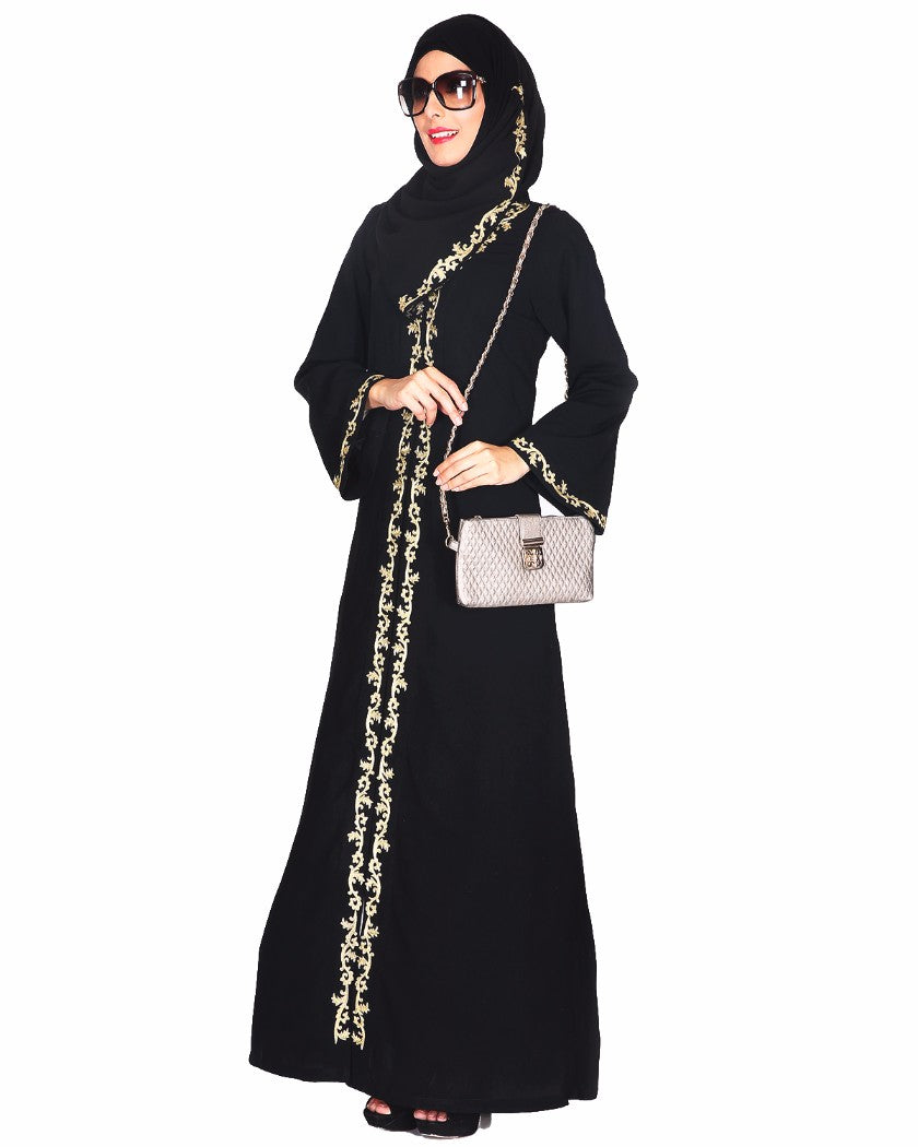 Gold Zari Embroidered Abaya