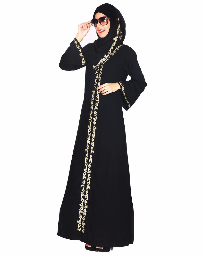 Gold Zari Embroidered Abaya L