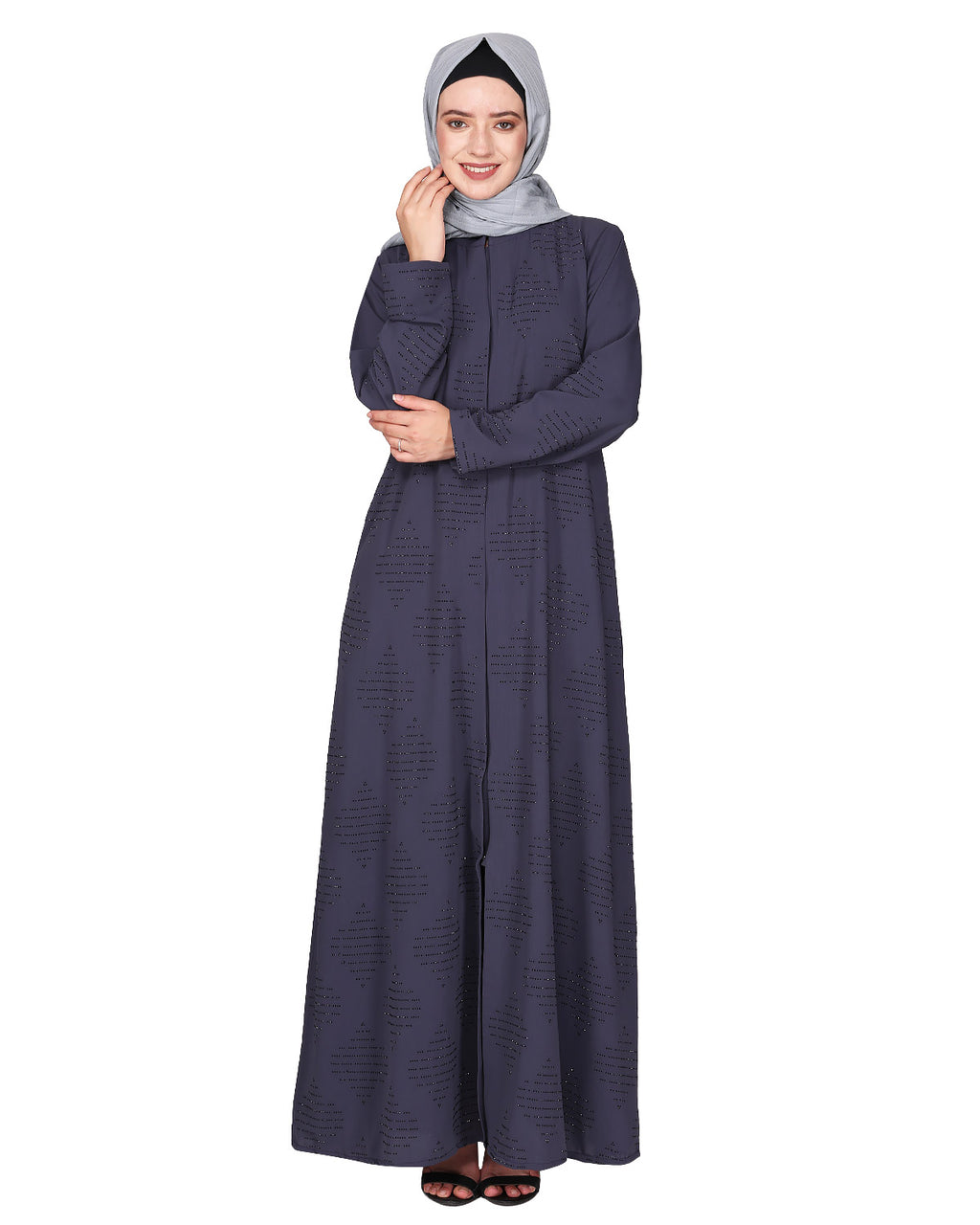 Sparkling Swarovski Crystal Stone Work abaya Black