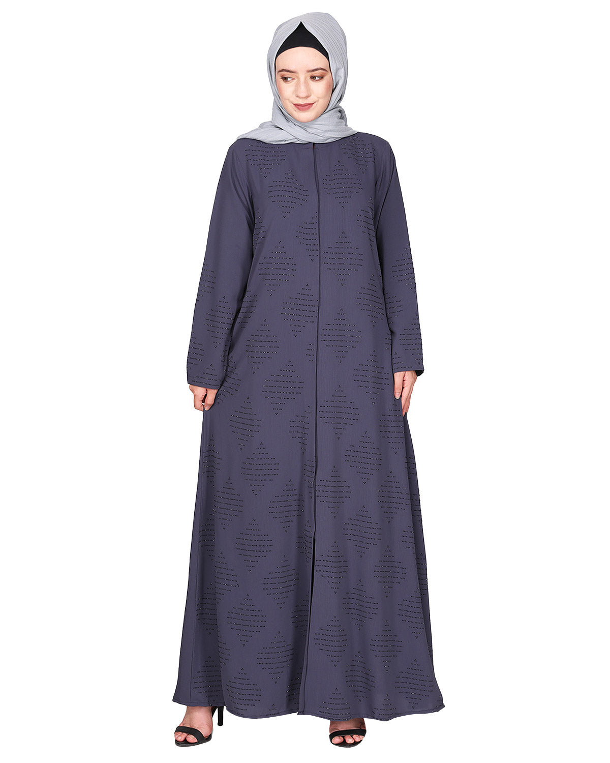 Sparkling Swarovski Crystal Stone Work abaya Black